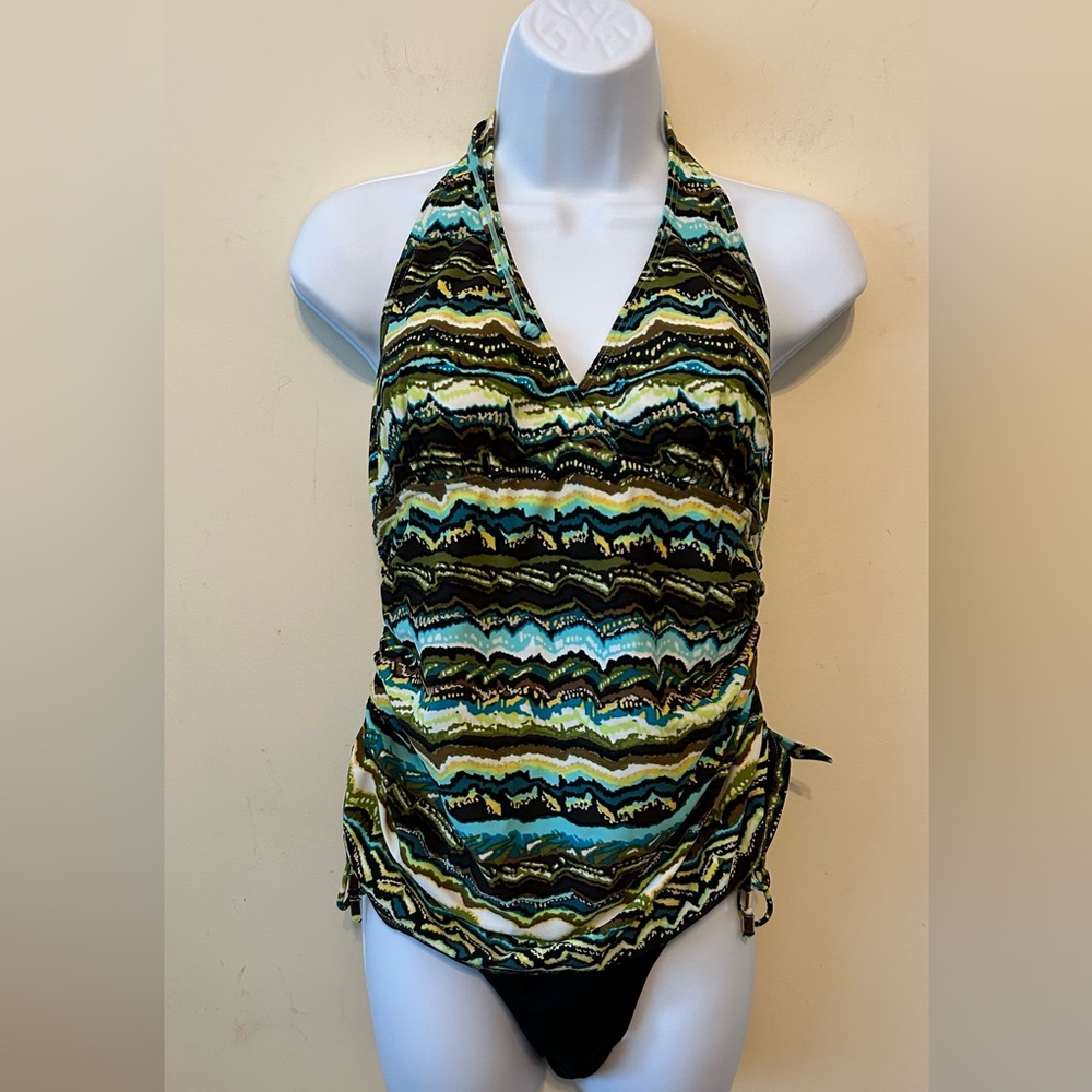 Tankini Swim Set 2 Pc Christina Multi Color  Adjustable Sides Size 14‎
